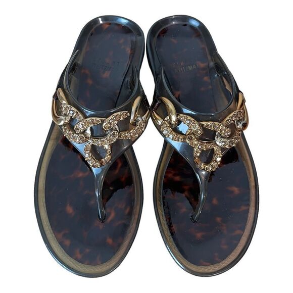 Stuart Weitzman Gold Gem Chain Jelly Sandals - Picture 1 of 9